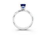 White gold Emerald Cut Solitaire Diamond Engagement Ring with Twisted Pave Band and Four-Prong Setting_3