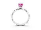White gold Emerald Cut Solitaire Diamond Engagement Ring with Twisted Pave Band and Four-Prong Setting_3