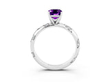 White gold Emerald Cut Solitaire Diamond Engagement Ring with Twisted Pave Band and Four-Prong Setting_3