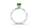 White gold Emerald Cut Solitaire Diamond Engagement Ring with Twisted Pave Band and Four-Prong Setting_3