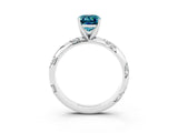 White gold Emerald Cut Solitaire Diamond Engagement Ring with Twisted Pave Band and Four-Prong Setting_3