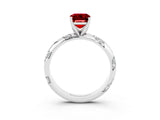 White gold Emerald Cut Solitaire Diamond Engagement Ring with Twisted Pave Band and Four-Prong Setting_3