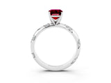 White gold Emerald Cut Solitaire Diamond Engagement Ring with Twisted Pave Band and Four-Prong Setting_3