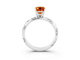 White gold Emerald Cut Solitaire Diamond Engagement Ring with Twisted Pave Band and Four-Prong Setting_3