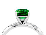 White gold Emerald Cut Solitaire Diamond Engagement Ring with Twisted Pave Band and Four-Prong Setting_4