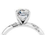 White gold Emerald Cut Solitaire Diamond Engagement Ring with Twisted Pave Band and Four-Prong Setting_4