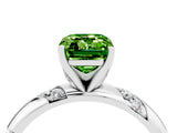 White gold Emerald Cut Solitaire Diamond Engagement Ring with Twisted Pave Band and Four-Prong Setting_4