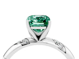 White gold Emerald Cut Solitaire Diamond Engagement Ring with Twisted Pave Band and Four-Prong Setting_4