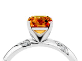 White gold Emerald Cut Solitaire Diamond Engagement Ring with Twisted Pave Band and Four-Prong Setting_4