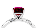 White gold Emerald Cut Solitaire Diamond Engagement Ring with Twisted Pave Band and Four-Prong Setting_4