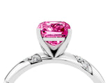 White gold Emerald Cut Solitaire Diamond Engagement Ring with Twisted Pave Band and Four-Prong Setting_4