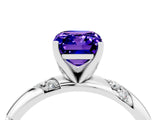 White gold Emerald Cut Solitaire Diamond Engagement Ring with Twisted Pave Band and Four-Prong Setting_4
