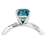 White gold Emerald Cut Solitaire Diamond Engagement Ring with Twisted Pave Band and Four-Prong Setting_4