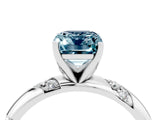 White gold Emerald Cut Solitaire Diamond Engagement Ring with Twisted Pave Band and Four-Prong Setting_4