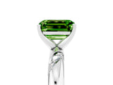 White gold Emerald Cut Solitaire Diamond Engagement Ring with Twisted Pave Band and Four-Prong Setting_5