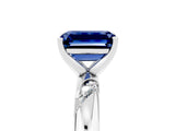 White gold Emerald Cut Solitaire Diamond Engagement Ring with Twisted Pave Band and Four-Prong Setting_5