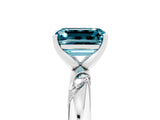 White gold Emerald Cut Solitaire Diamond Engagement Ring with Twisted Pave Band and Four-Prong Setting_5