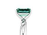 White gold Emerald Cut Solitaire Diamond Engagement Ring with Twisted Pave Band and Four-Prong Setting_5