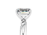 White gold Emerald Cut Solitaire Diamond Engagement Ring with Twisted Pave Band and Four-Prong Setting_5