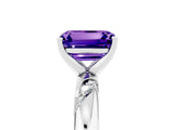White gold Emerald Cut Solitaire Diamond Engagement Ring with Twisted Pave Band and Four-Prong Setting_5