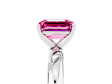 White gold Emerald Cut Solitaire Diamond Engagement Ring with Twisted Pave Band and Four-Prong Setting_5