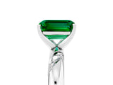 White gold Emerald Cut Solitaire Diamond Engagement Ring with Twisted Pave Band and Four-Prong Setting_5