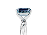 White gold Emerald Cut Solitaire Diamond Engagement Ring with Twisted Pave Band and Four-Prong Setting_5