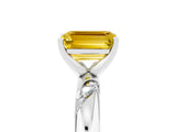 White gold Emerald Cut Solitaire Diamond Engagement Ring with Twisted Pave Band and Four-Prong Setting_5