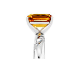 White gold Emerald Cut Solitaire Diamond Engagement Ring with Twisted Pave Band and Four-Prong Setting_5
