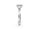 White gold Emerald Cut Solitaire Diamond Engagement Ring with Twisted Pave Band and Four-Prong Setting_9