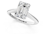 White gold Emerald Cut Solitaire Diamond Ring with Six-Prong Setting and Classic Band_103