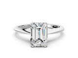 White gold Emerald Cut Solitaire Diamond Ring with Six-Prong Setting and Classic Band_44