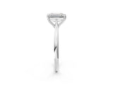 White gold Emerald Cut Solitaire Diamond Ring with Six-Prong Setting and Classic Band_46