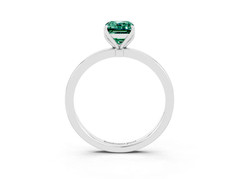 White gold Emerald Cut Solitaire Diamond Ring with Thin Band and Four-Prong Setting_3