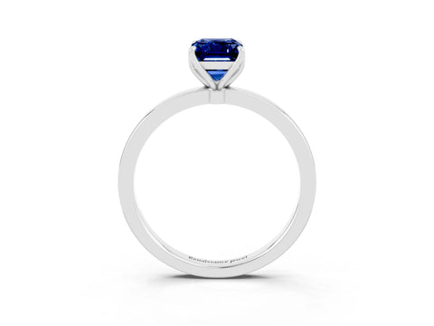 White gold Emerald Cut Solitaire Diamond Ring with Thin Band and Four-Prong Setting_3