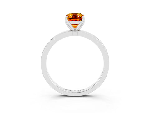 White gold Emerald Cut Solitaire Diamond Ring with Thin Band and Four-Prong Setting_3