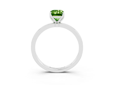 White gold Emerald Cut Solitaire Diamond Ring with Thin Band and Four-Prong Setting_3