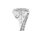 White gold Emerald Cut Solitaire Diamond Twist Band with Pavé Setting and Four-Prong Setting_12