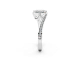 White gold Emerald Cut Solitaire Diamond Twist Band with Pavé Setting and Four-Prong Setting_9