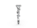 White gold Emerald Cut Solitaire Diamond Twisted Band with Pave Setting_124