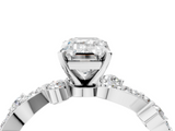 White gold Emerald Cut Solitaire Diamond Twisted Band with Pave Setting_126