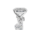 White gold Emerald Cut Solitaire Diamond Twisted Band with Pave Setting_127