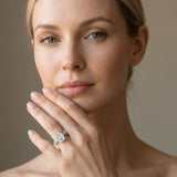 White gold Emerald Cut Solitaire Diamond Twisted Band with Pave Setting_14
