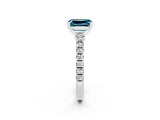 White gold Emerald Cut Solitaire Diamond with Pavé Band and Four-Prong Setting_14