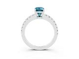 White gold Emerald Cut Solitaire Diamond with Pavé Band and Four-Prong Setting_15