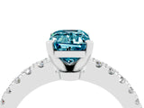 White gold Emerald Cut Solitaire Diamond with Pavé Band and Four-Prong Setting_16