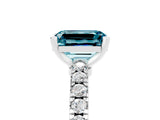 White gold Emerald Cut Solitaire Diamond with Pavé Band and Four-Prong Setting_17