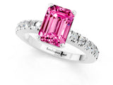 White gold Emerald Cut Solitaire Diamond with Pavé Band and Four-Prong Setting_1