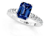 White gold Emerald Cut Solitaire Diamond with Pavé Band and Four-Prong Setting_1
