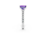 White gold Emerald Cut Solitaire Diamond with Pavé Band and Four-Prong Setting_2